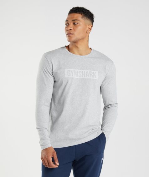 Men's Gymshark Block Long Sleeve T-Shirts Light Grey | NZ 1LQMIO